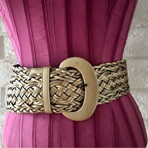 Lauren Ralph Lauren Woven Leather Gold Belt Sz L